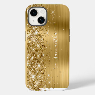 Glitzernder Gold Glam Mädchenhaft Swash Signature iPhone 14 Hülle