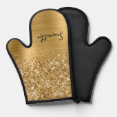 Glitzernder Gold Glam Name Ofenhandschuh (Vorderseite/Rückseite)