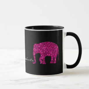 Glitzernder heißrosa Elefant mit falschen Glitzers Tasse