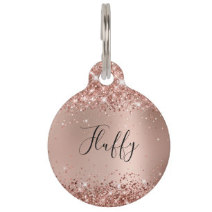 Glitzernder Roségold-Glamour-Gradient Haustiermarke