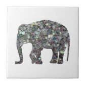 Glitzernder silberner Mosaik-Glitter-Elefant Fliese (Vorderseite)