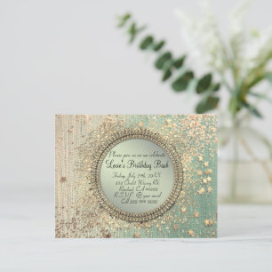 Glitzernder Sternenstaub auf grünem personalisiert Postkarte
