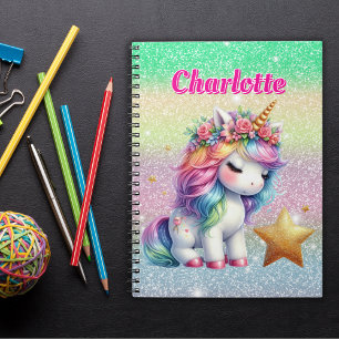 Glitzerndes Einhorn magischer Stern  Notizblock