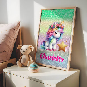 Glitzerndes Einhorn magischer Stern  Poster