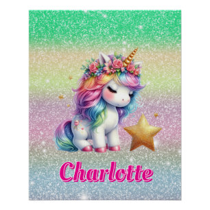 Glitzerndes Einhorn magischer Stern Poster