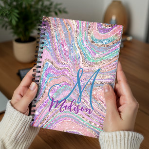 Glitzerndes Einhorn Regenbogen Mädchen Marmor Kuns Planer