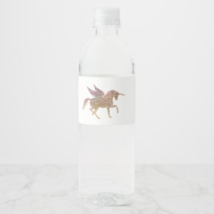 Glitzerndes Fliegendes Einhorn Magische Geburtstag Wasserflaschenetikett