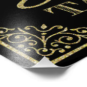 glitzerndes Gold und schwarze Karte und Geschenk-H Fotodruck (Ecke)