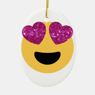 glitzerndes Herz-Augen-Emoji Keramik Ornament