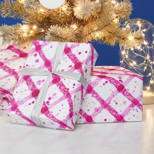 Glitzerndes Rosa Karomuster Geschenkpapier (Feiertage)
