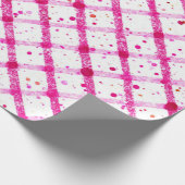 Glitzerndes Rosa Karomuster Geschenkpapier (Ecke)