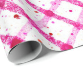 Glitzerndes Rosa Karomuster Geschenkpapier (Rolleneckpunkt)