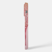 Glitzerndes Rosa mit funkelnden Sternen iPhone Hülle (Linke Seite)