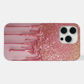Glitzerndes Rosa mit funkelnden Sternen iPhone Hülle (Rückseite (Horizontal))