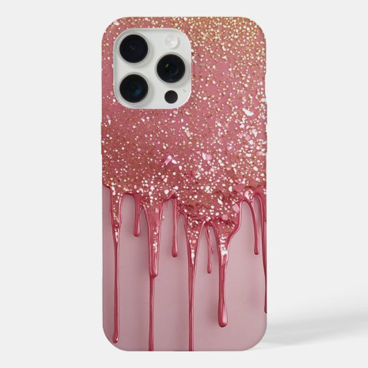 Glitzerndes Rosa mit funkelnden Sternen iPhone Hülle (Rückseite)