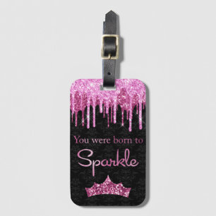 Glitzerndes Rosa-Schwarz Born to Sparkle Gepäckanhänger