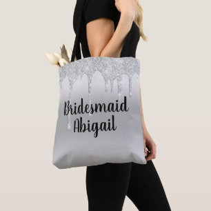Glitzerndes Silber Brautjungfer Geschenk Tasche