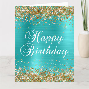 Glitzerndes Türkisblau Großer Alles Gute Zum Gebur Karte