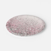 Glitzernsilber und rosa girly Party Pappteller (Schrägansicht)
