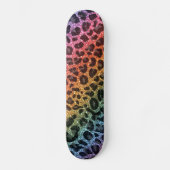 Glitzerregenbogen-Leoparddruck Skateboard (Vorderseite)