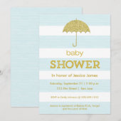 Glitzerregenschirm-Babyduscheneinladung Einladung (Vorne/Hinten)