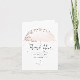 Glitzerrosa Regenschirm-Babyshower-Dankeschön Karte