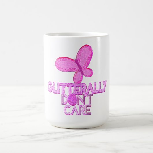 Glitzerrosa Schmetterling ist egal Kaffeetasse (Mittel)