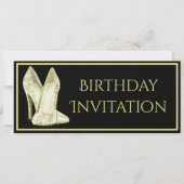 Glitzerschuhe & Champagner Geburtstag Einladung (Vorderseite)