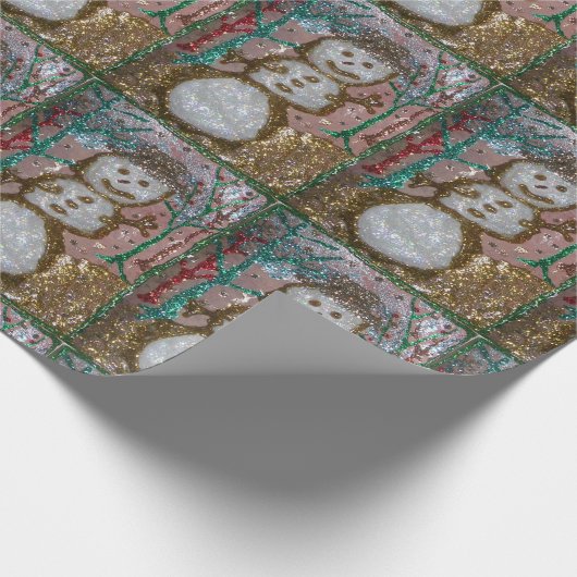 Glitzersnowman-Weihnachten Geschenkpapier (Ecke)