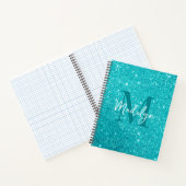 glitzert Blaue Glitter-Monogramm-Name Mädchenhaft Notizblock (Innenseite)