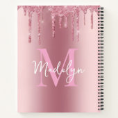 glitzert Rosa glitzer Monogramm Name Mädchenhaft Notizblock (Rückseite)