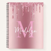 glitzert Rosa glitzer Monogramm Name Mädchenhaft Notizblock (Vorderseite)