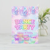 Glitzertanz Disco-Kugel Geburtstagsfeier Einladung (Stehend Vorderseite)