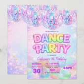 Glitzertanz Disco-Kugel Geburtstagsfeier Einladung (Vorne/Hinten)