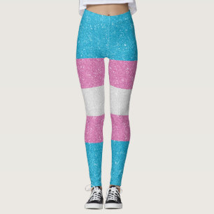 Glitzertransgender-Stolz-Flagge Leggings