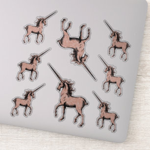 Glitzerunicorns-Trendy Rosen-Goldkontur Aufkleber