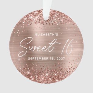 Glitzige Roségold Glamour Moderne Sweet 16 Foto Ornament