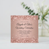 Glitziger Roségold-Gradient-Hochzeit Einladung (Stehend Vorderseite)
