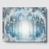 Glitziger Schnee-Wald Winterhochzeit Gästebuch (Rückseite)