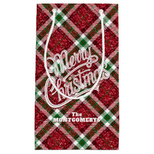 Glitziges Frohe Weihnachten Karo Kleine Geschenktüte