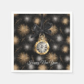 Glitziges Gold Silber Feuerwerk Neujahrs Mitternac Serviette (Vorderseite)