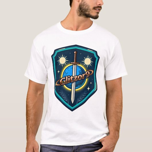 Glitzor9 “Twin Suns Shield” Emblem Tee (Vorderseite)
