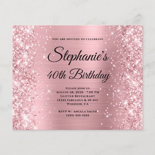 Glitzröschen 40. Geburtstag Glam Monogramm Flyer (Vorne)