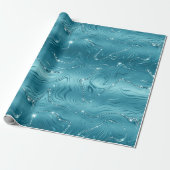 Glitzy Aqua Blue Turquoise Glitzer Geburtstag Geschenkpapier (Ungerollt)