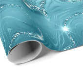 Glitzy Aqua Blue Turquoise Glitzer Geburtstag Geschenkpapier (Rolleneckpunkt)