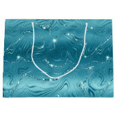 Glitzy Aqua Blue Turquoise Glitzer Geburtstag Große Geschenktüte (Vorderseite)
