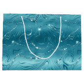 Glitzy Aqua Blue Turquoise Glitzer Geburtstag Große Geschenktüte (Rückseite)