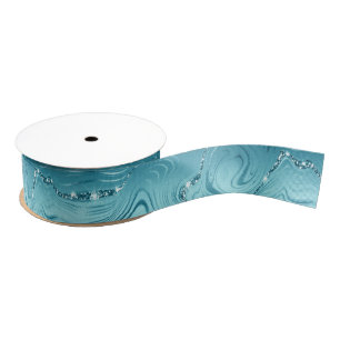 Glitzy Aqua Blue Turquoise Glitzer Geburtstag Ripsband
