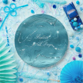 Glitzy Aqua Blue Wedding Pappteller (Party)