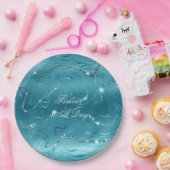 Glitzy Aqua Blue Wedding Pappteller (Party)